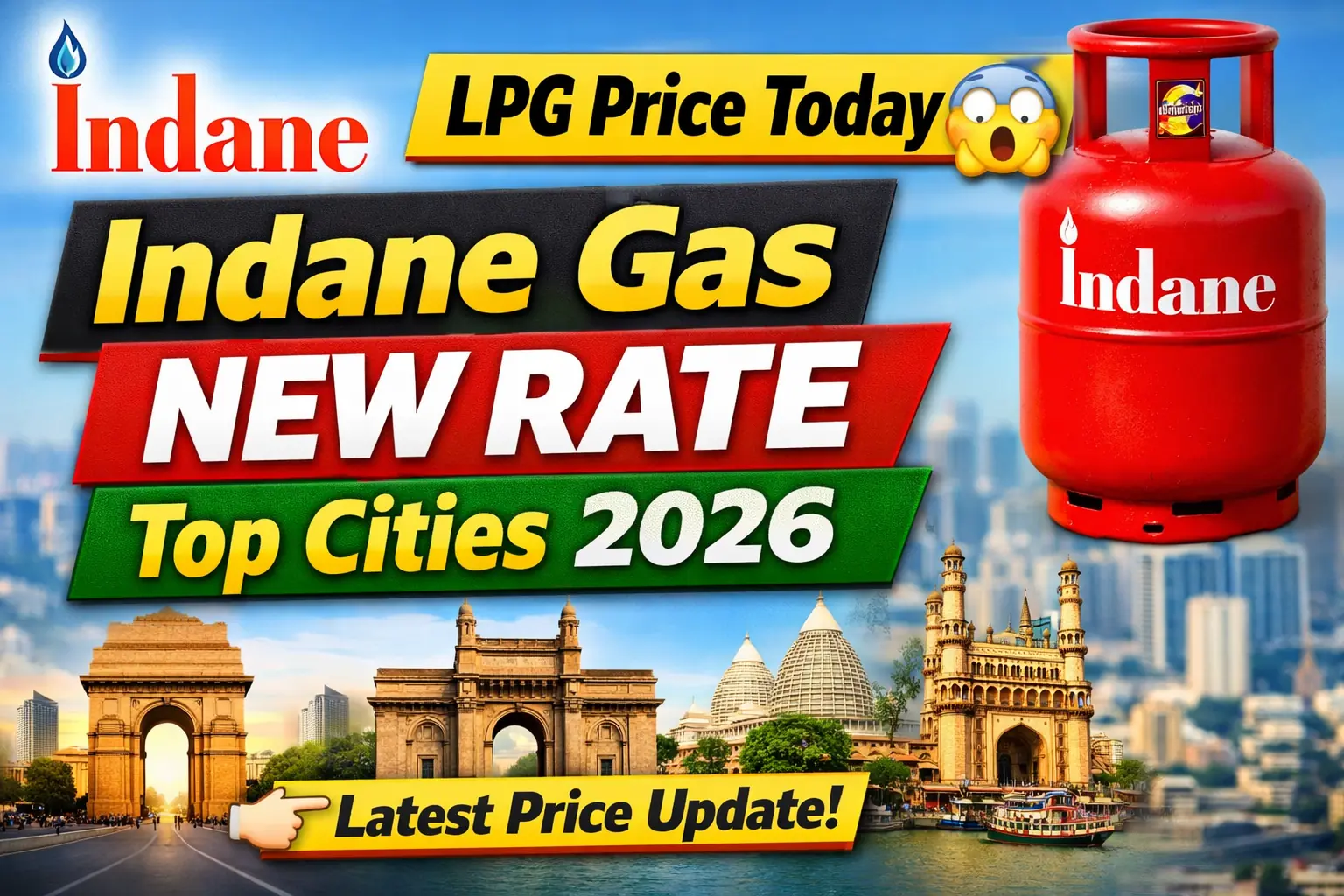 Indane gas rate top cities 2026 latest LPG price today India cylinder update
